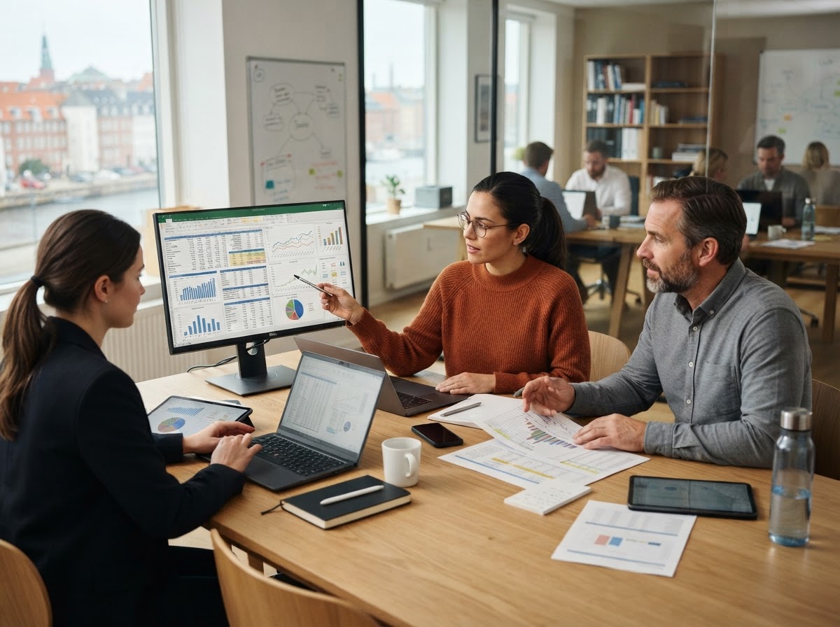 Fyr Vinstlund teamet arbejder med dataanalyse og porteføljeovervågning